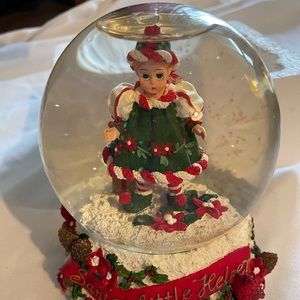 Vintage Madam Alexander musical Christmas water globe Santa's helper box & COA